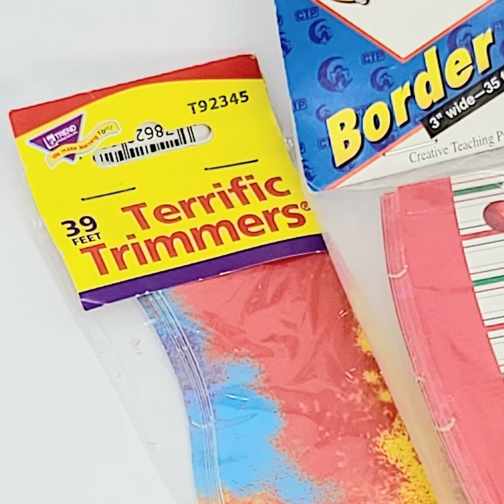 Vintage NOS Classroom Bulletin Board Borders Lot of 4 TREND CTP Holiday Groovy